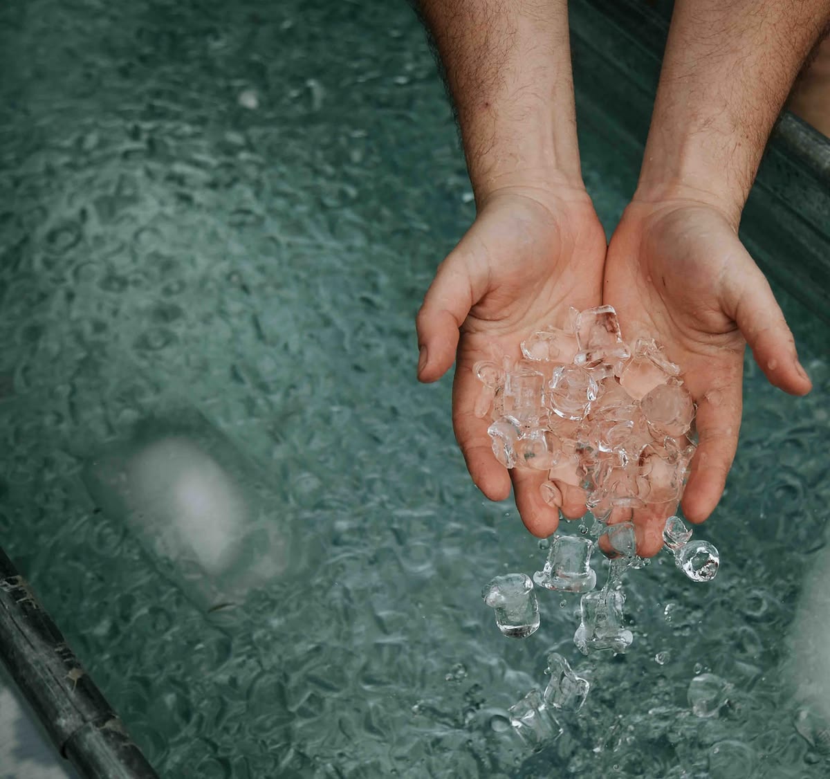 Ice bath and cedar sauna at TAPAS, Aavya, in monsoon mist