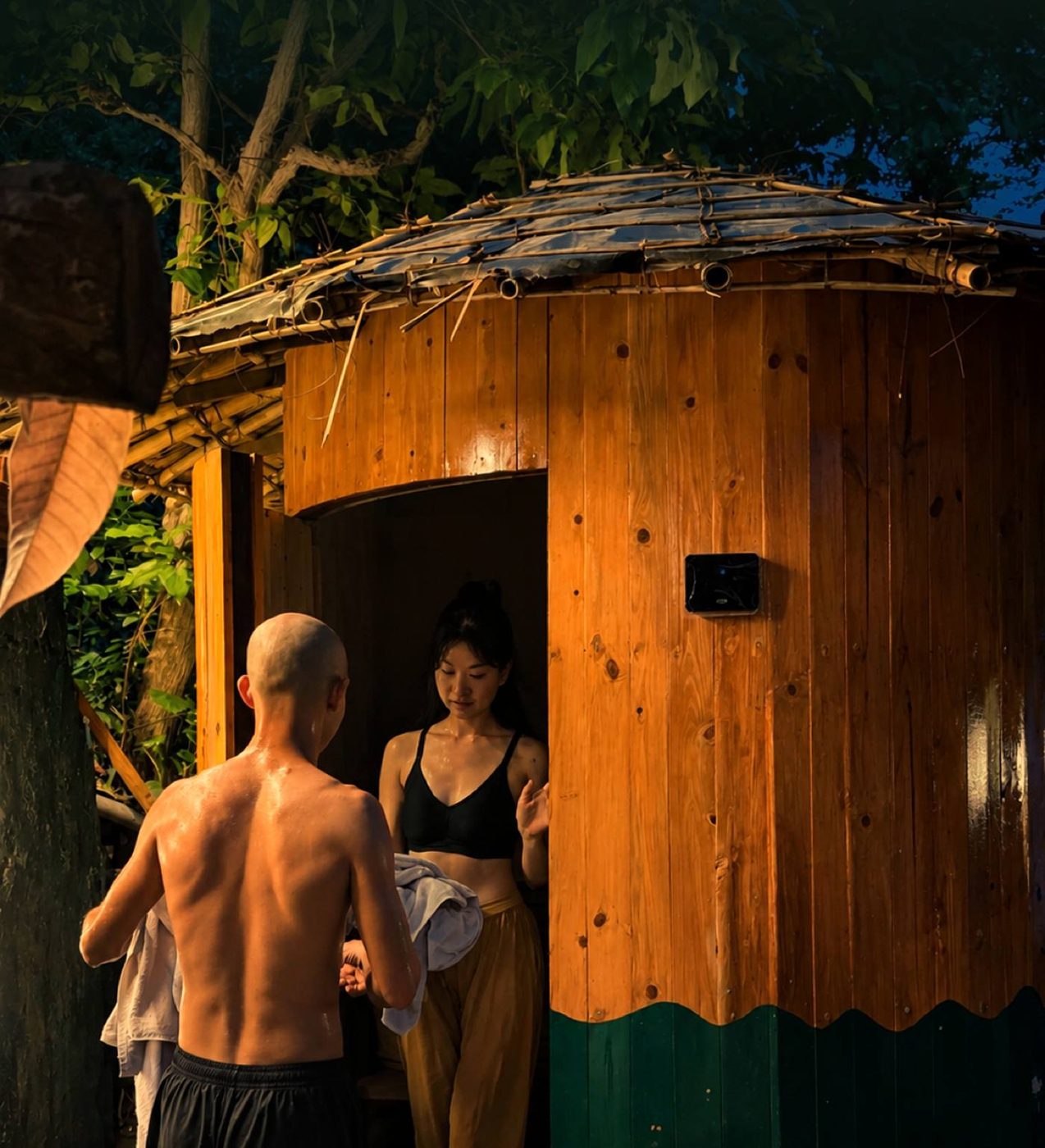 The cedar sauna at Aavya in Rishikesh