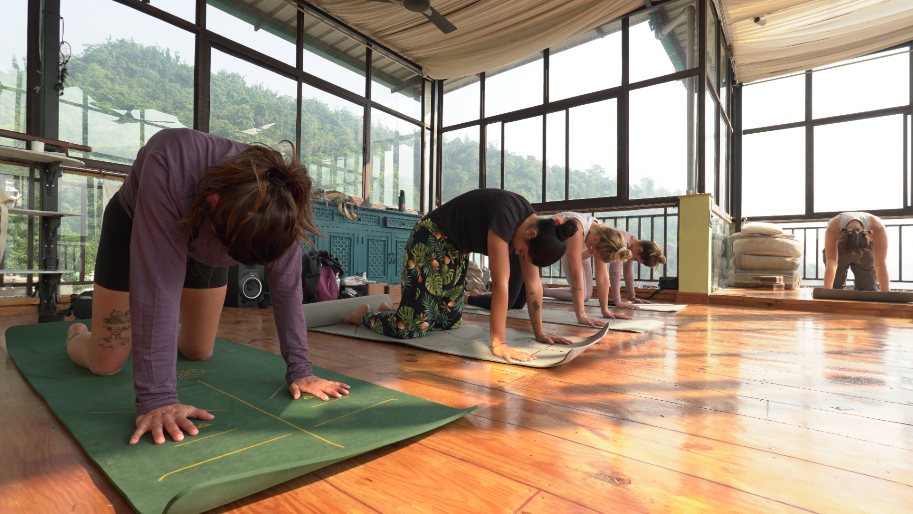 Morning yoga flow in the shala