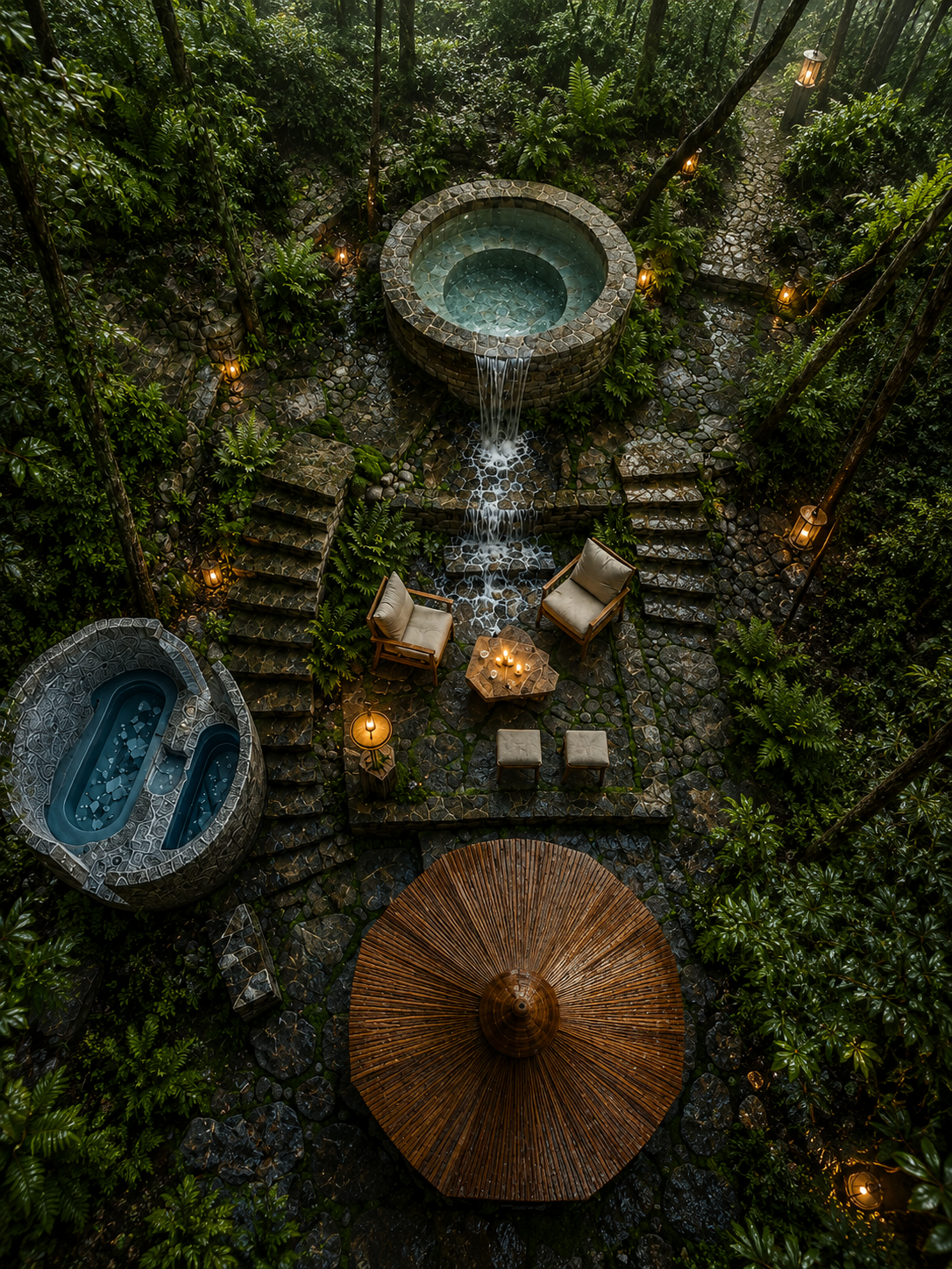 The sauna, ice bath and soaking pool in Aavya’s forest circuit, Rishikesh