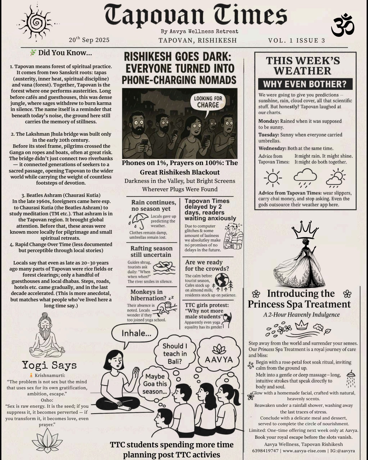 Tapovan Times Issue 3 — Did You Know... The History of Tapovan